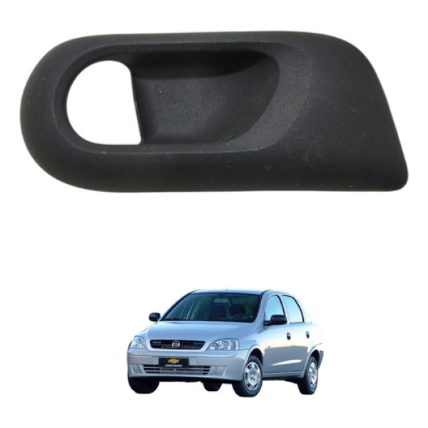 Moldura Maçaneta Dianteira Esquerda Corsa 2004 2005 Preto Dianteira